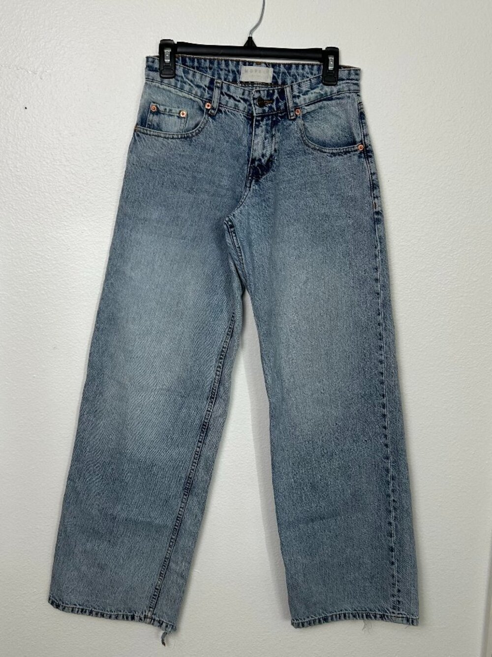 Motel Rocks | Womens Jeans Wide Leg Light Blue Acid Wash, size 28x32